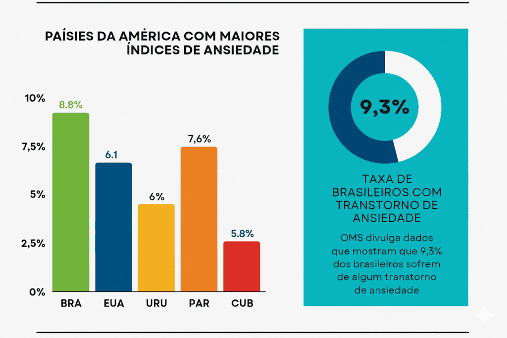 Dados Estatísticos do Brasil Mais Ansioso do Mundo Segundo OMS.