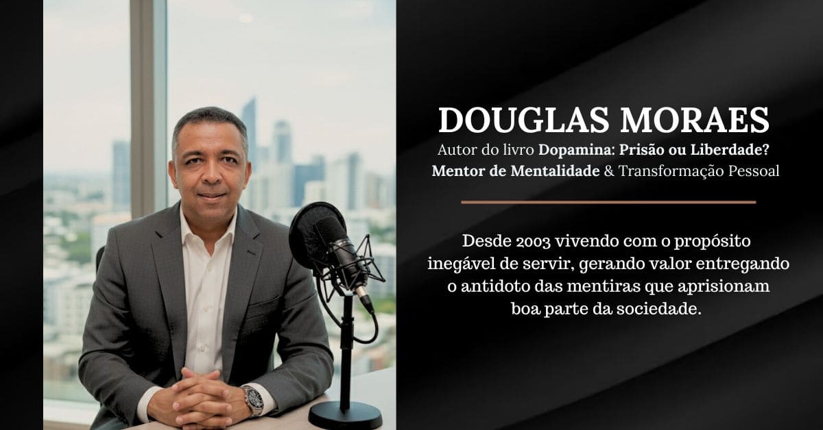 Desde 2003, Douglas Moraes se dedica ao estudo profundo da mente humana, transformando anos de dor e experiências de vida em um propósito inegável de servir. Sua jornada é focada em ajudar você a quebrar os ciclos de sofrimento, ansiedade e procrastinação que roubam seu tempo e seu sentido de vida.