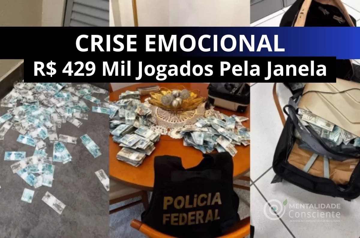 Dinheiro espalhado no chão após ser jogado de prédio em Balneário Camboriú, representando o pânico e a Senzala Emocional.